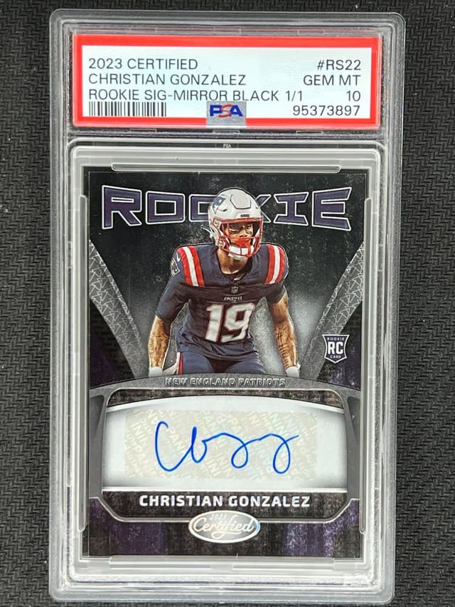 Christian Gonzalez Panini Certified Rookie Signatures #RS22 Mirror Black 1/1