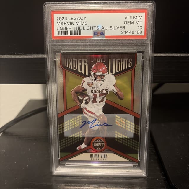 Marvin Mims Panini Legacy Under the Lights #ULMIM Autograph-Silver