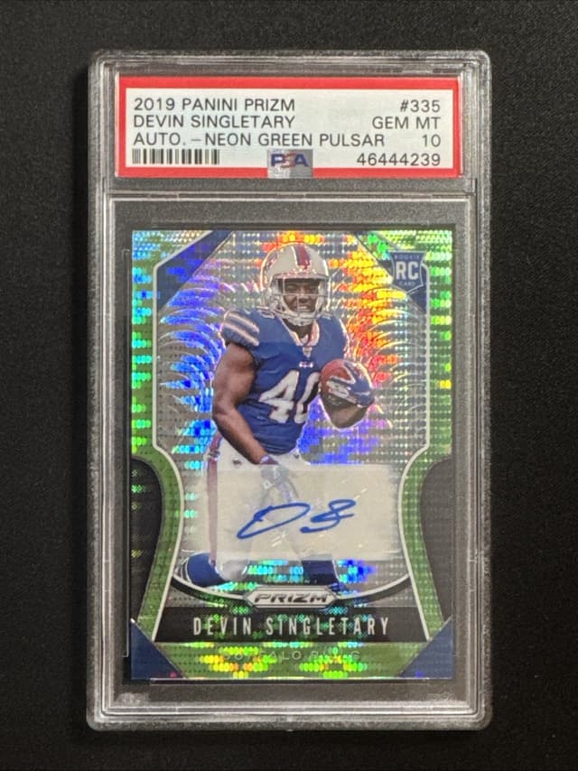 Devin Singletary Panini Prizm #335 Autograph-Neon Green Pulsar