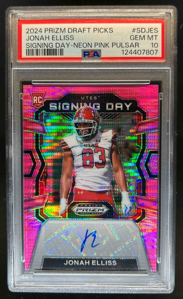 Jonah Elliss Panini Prizm Draft Picks Signing Day #SDJES Neon Pink Pulsar