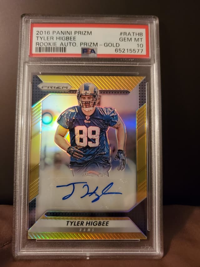 Tyler Higbee Panini Prizm Rookie Autograph Prizm #RATHB Gold