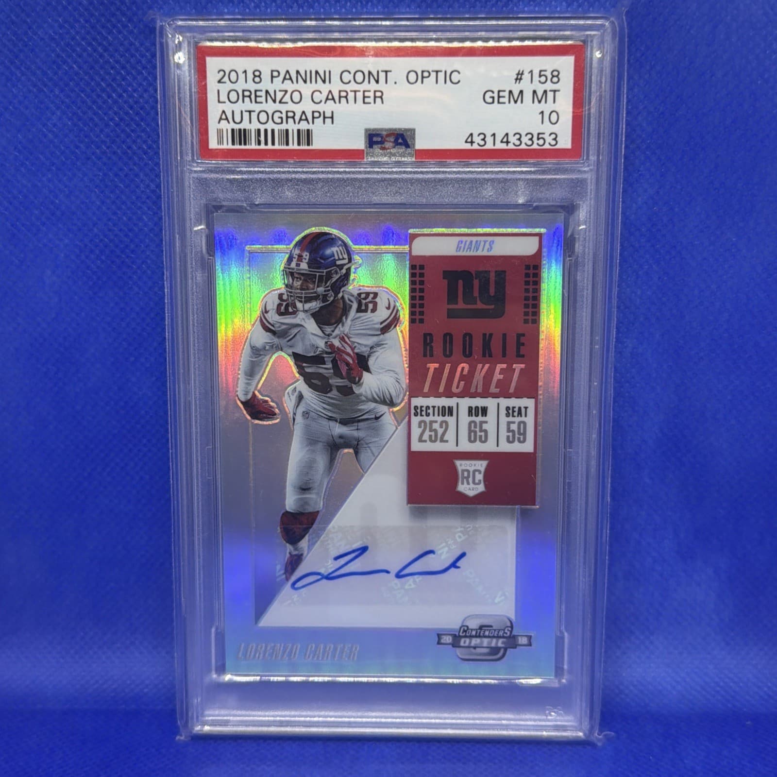 Lorenzo Carter Panini Contenders Optic #158 Autograph