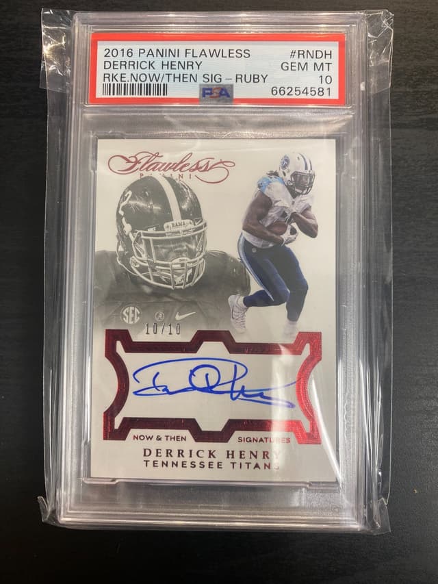 Derrick Henry Panini Flawless Rookie Now and Then Signatures #RNDH Ruby
