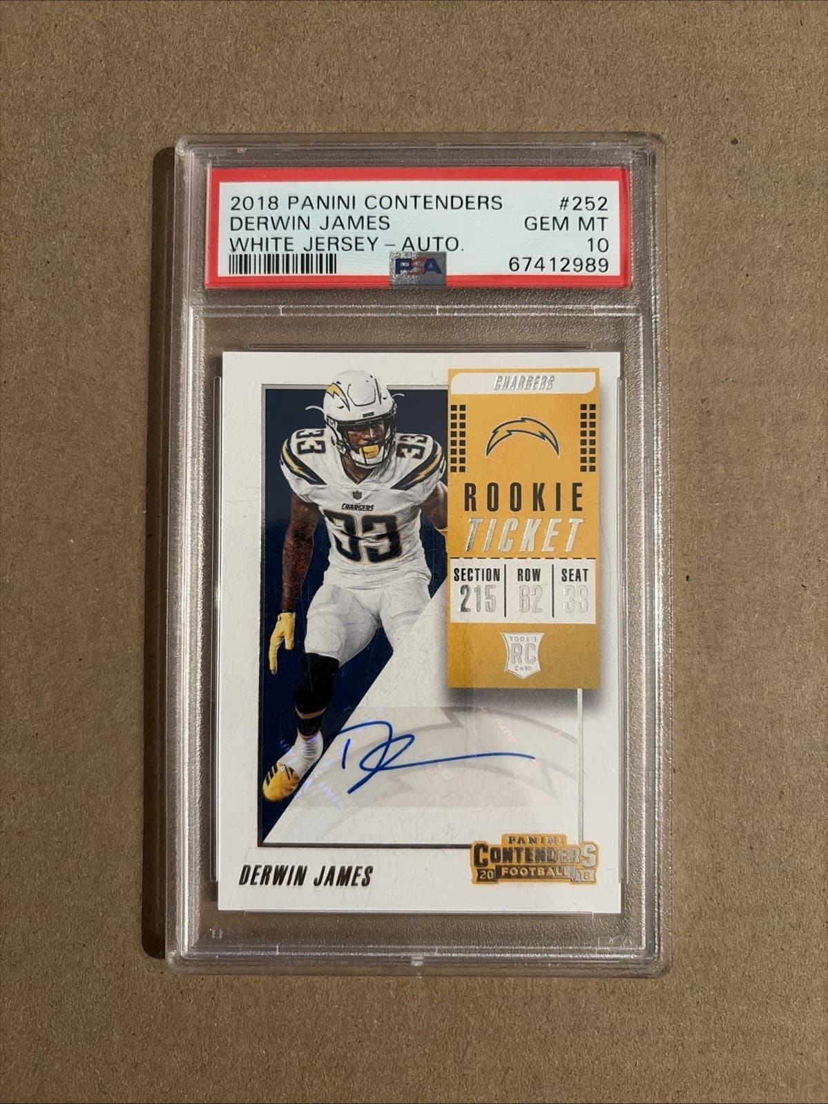 Derwin James Panini Contenders #252 White Jersey-Autograph