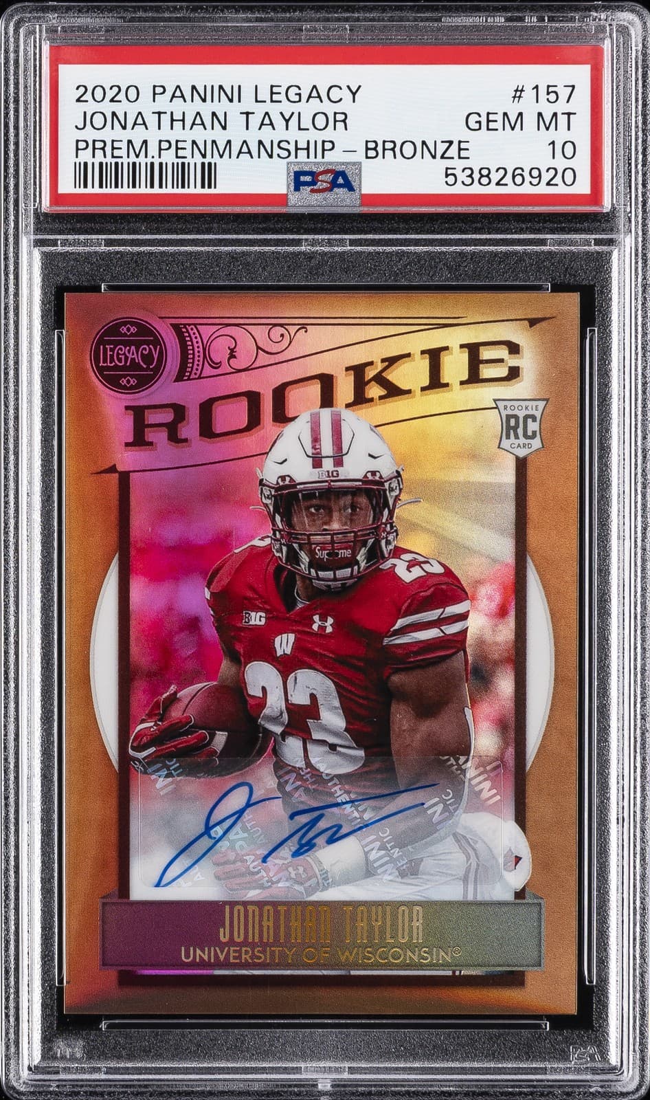 Jonathan Taylor Panini Legacy #157 Premium Penmanship-Bronze