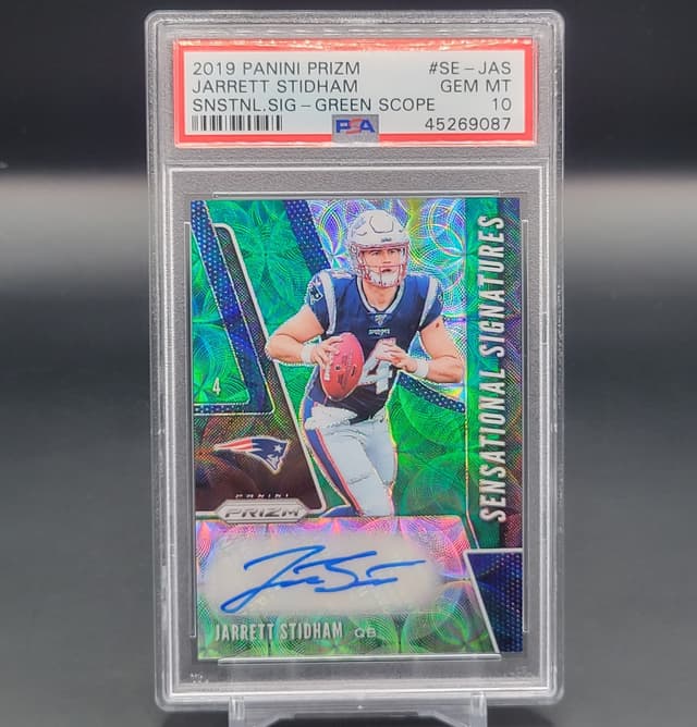 Jarrett Stidham Panini Prizm Sensational Signatures #SEJAS Green Scope