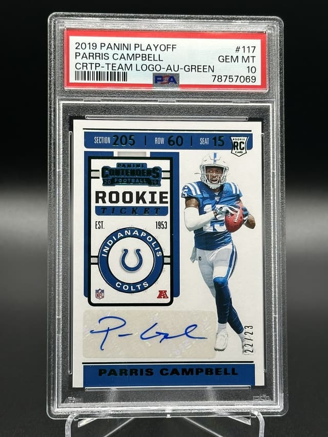 Parris Campbell Panini Playoff Contenders Rookie Ticket Preview Autographs #117 Team Logo-Autograph-Green