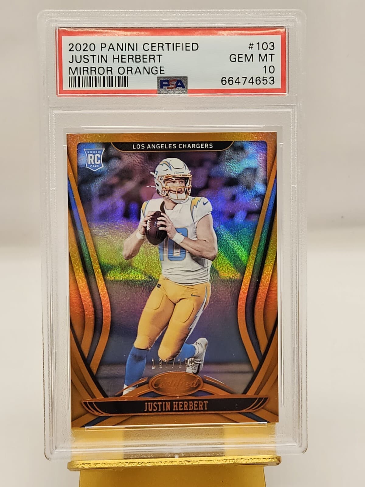 Justin Herbert Panini Certified #103 Mirror Orange