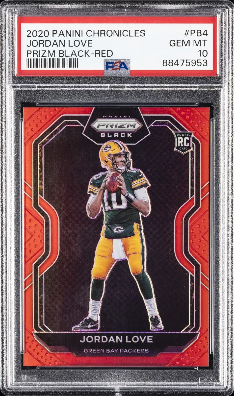 Jordan Love Panini Chronicles Prizm Black #PB4 Red