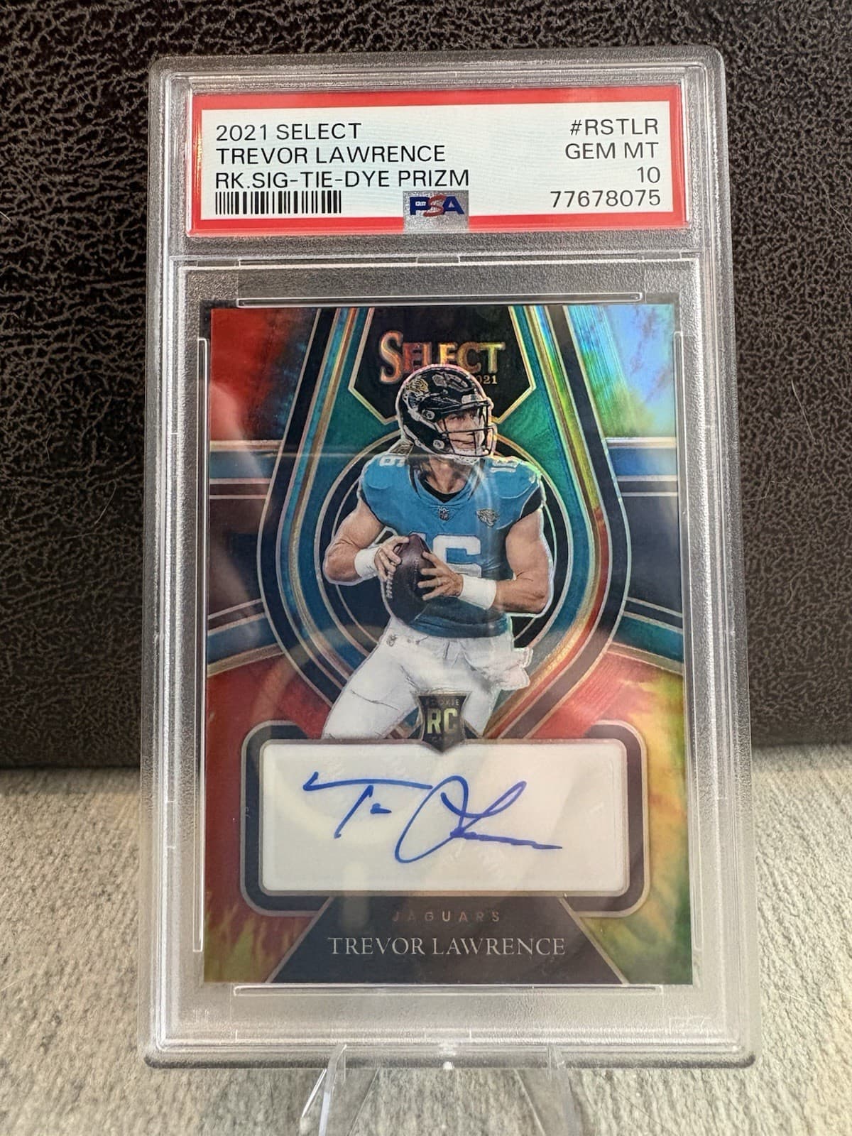 Trevor Lawrence Panini Select Rookie Signatures #RSTLR Tie-Dye Prizm