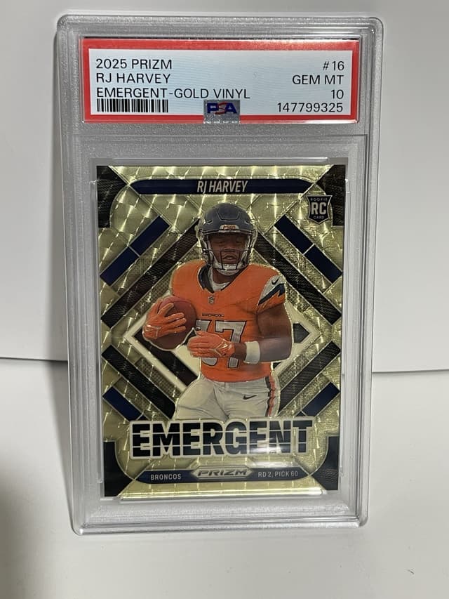 RJ Harvey Panini Prizm Emergent #16 Gold Vinyl