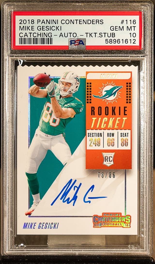 Mike Gesicki Panini Contenders #116 Catching-Autograph-Ticket Stub