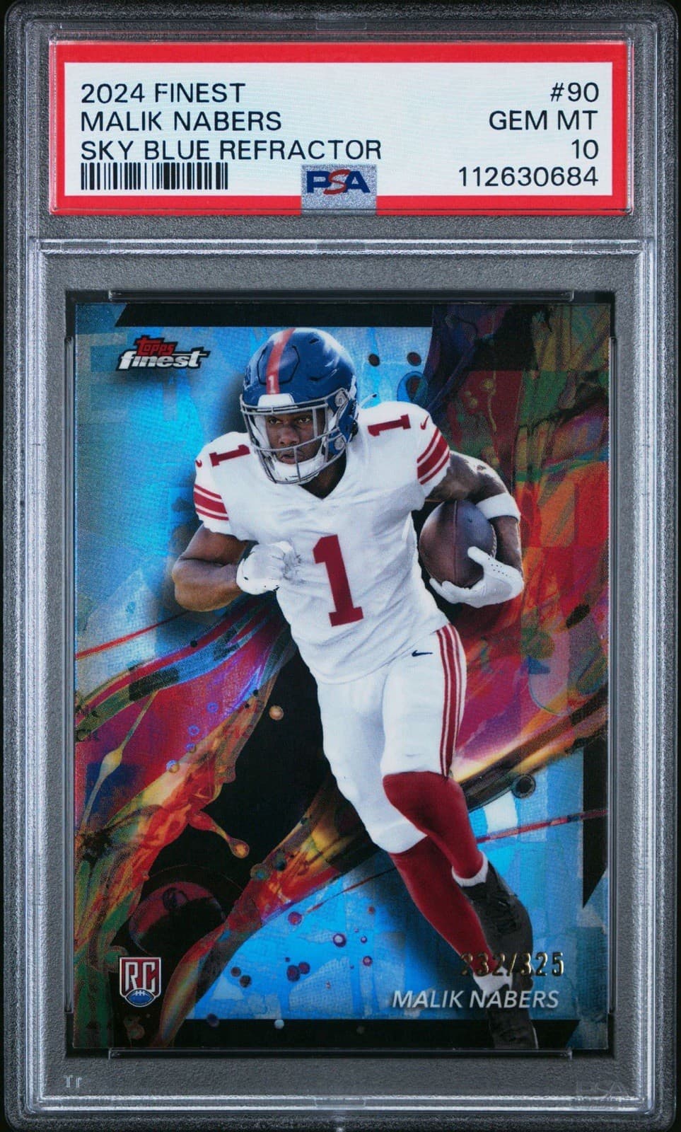 Malik Nabers Topps Finest #90 Sky Blue Refractor