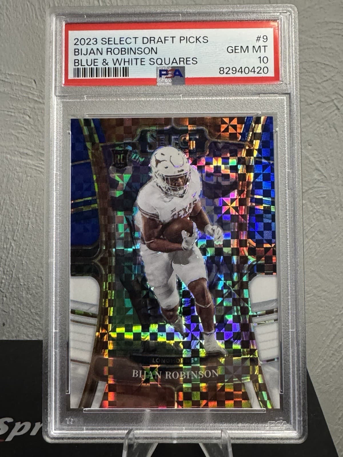 Bijan Robinson Panini Select Draft Picks #9 Blue & White Squares