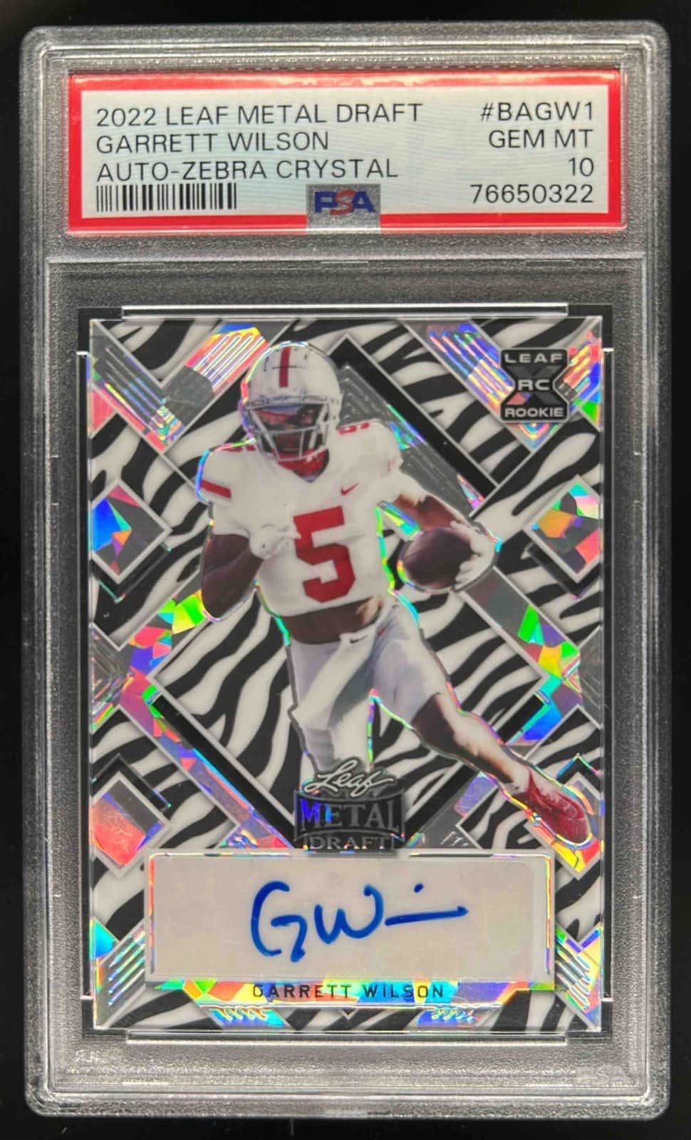Garrett Wilson Leaf Metal Draft Autographs #BAGW1 Zebra Crystal