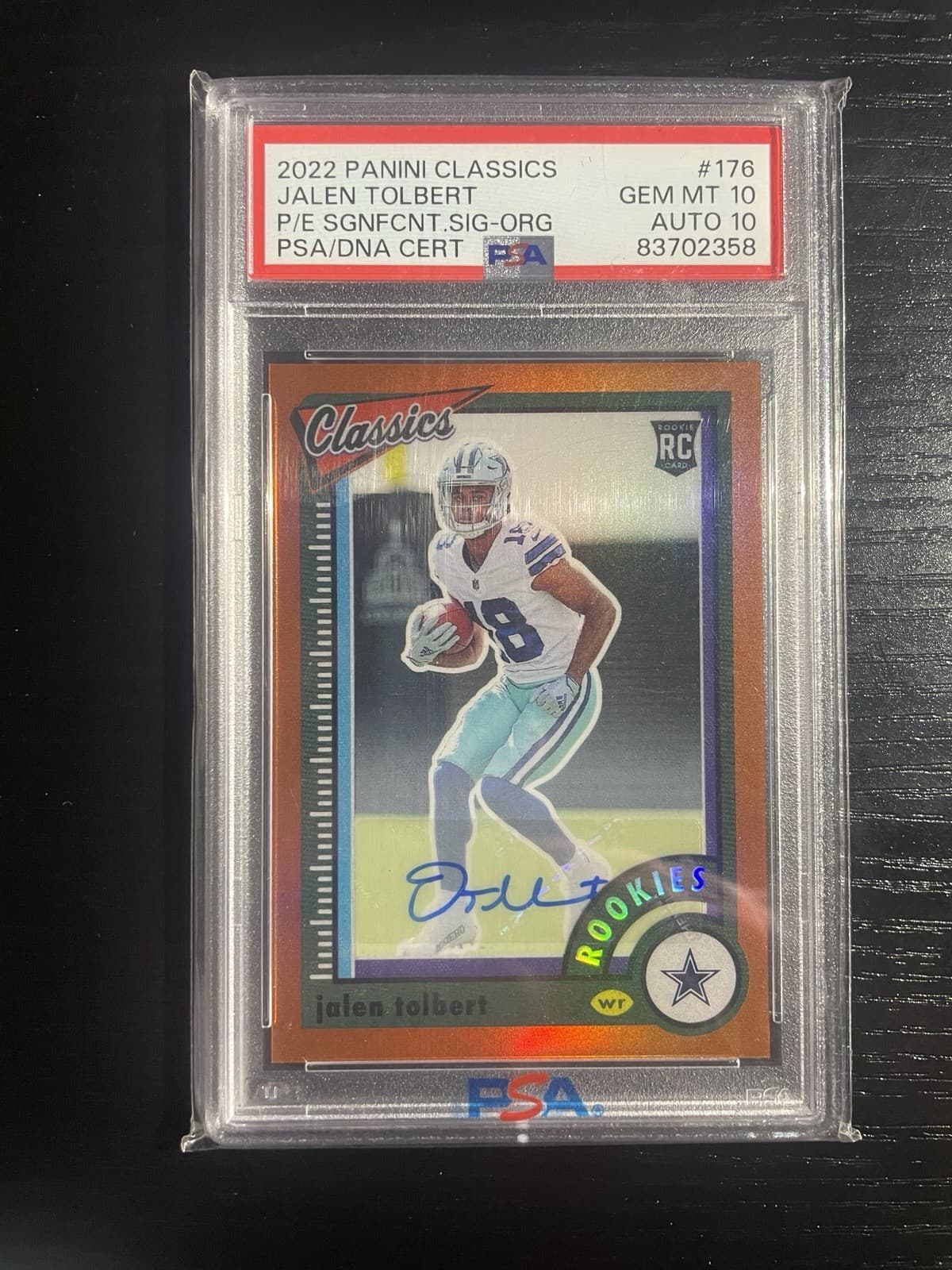 Jalen Tolbert Panini Classics #176 Premium Edition Significant Signatures-Orange