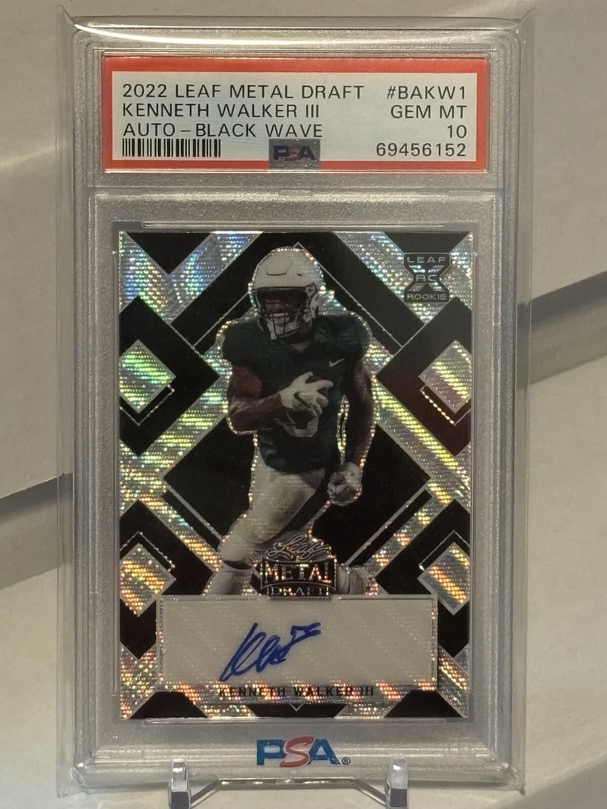 Kenneth Walker III Leaf Metal Draft Autographs #BAKW1 Black Wave