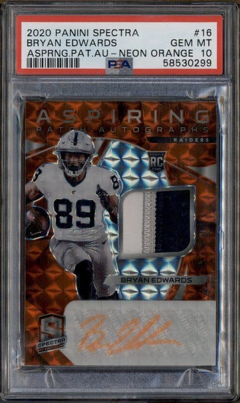 Bryan Edwards Panini Spectra Aspiring Patch Autographs #16 Neon Orange