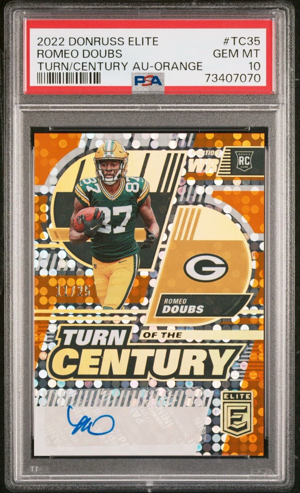 Romeo Doubs Panini Donruss Elite Turn of the Century Autographs #TC35 Orange