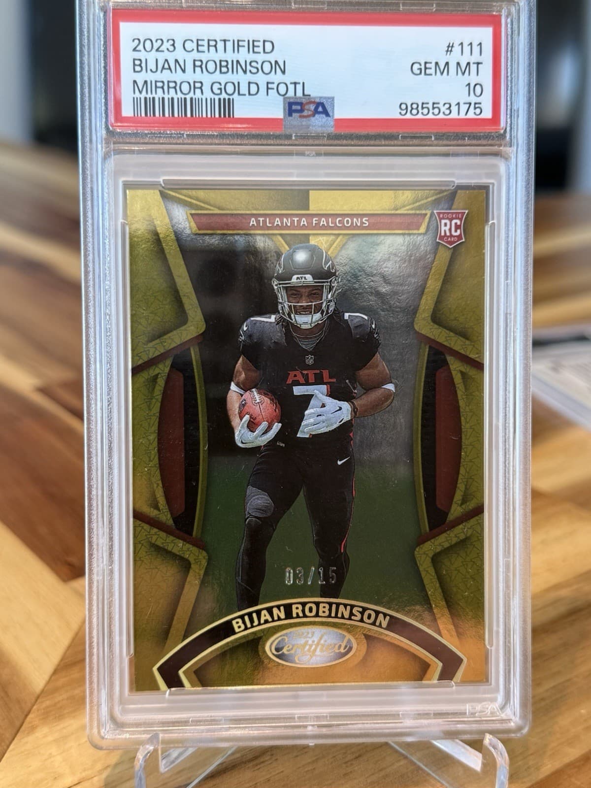 Bijan Robinson Panini Certified #111 Mirror Gold Fotl