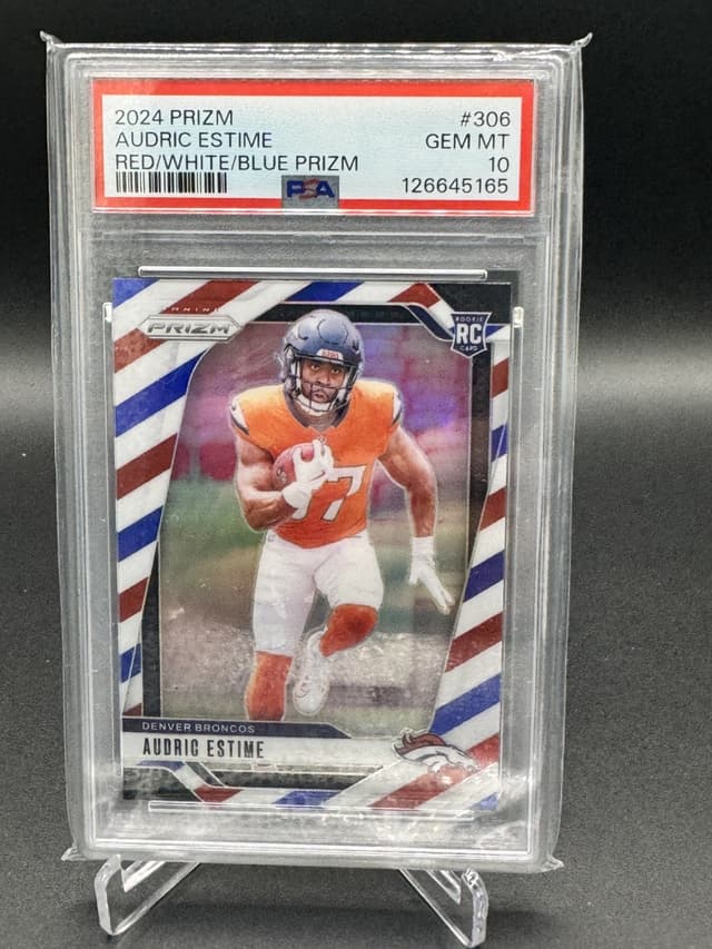 Audric Estime Panini Prizm #306 Red/White/Blue Prizm