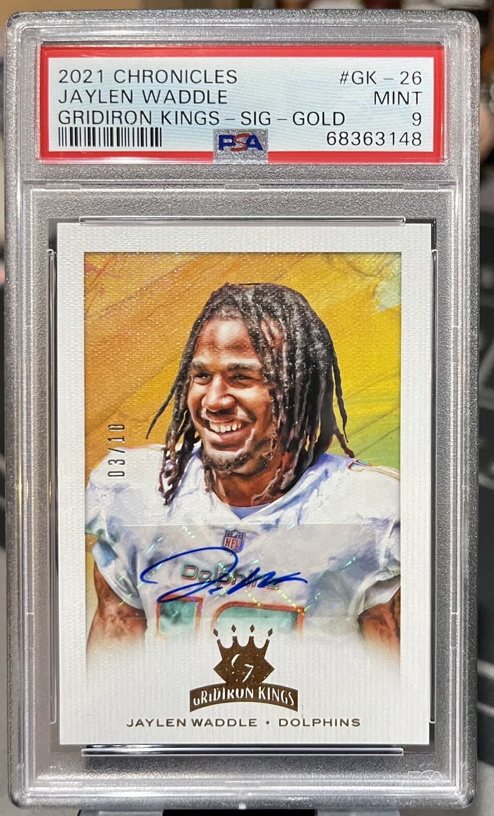 Jaylen Waddle Panini Chronicles Gridiron Kings #GK26 Signature-Gold