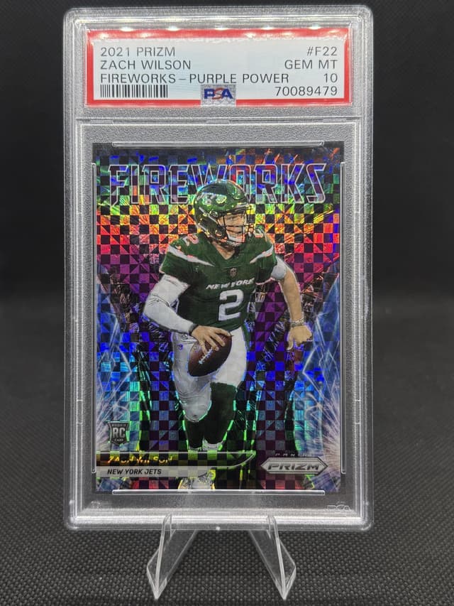 Zach Wilson Panini Prizm Fireworks #F22 Purple Power