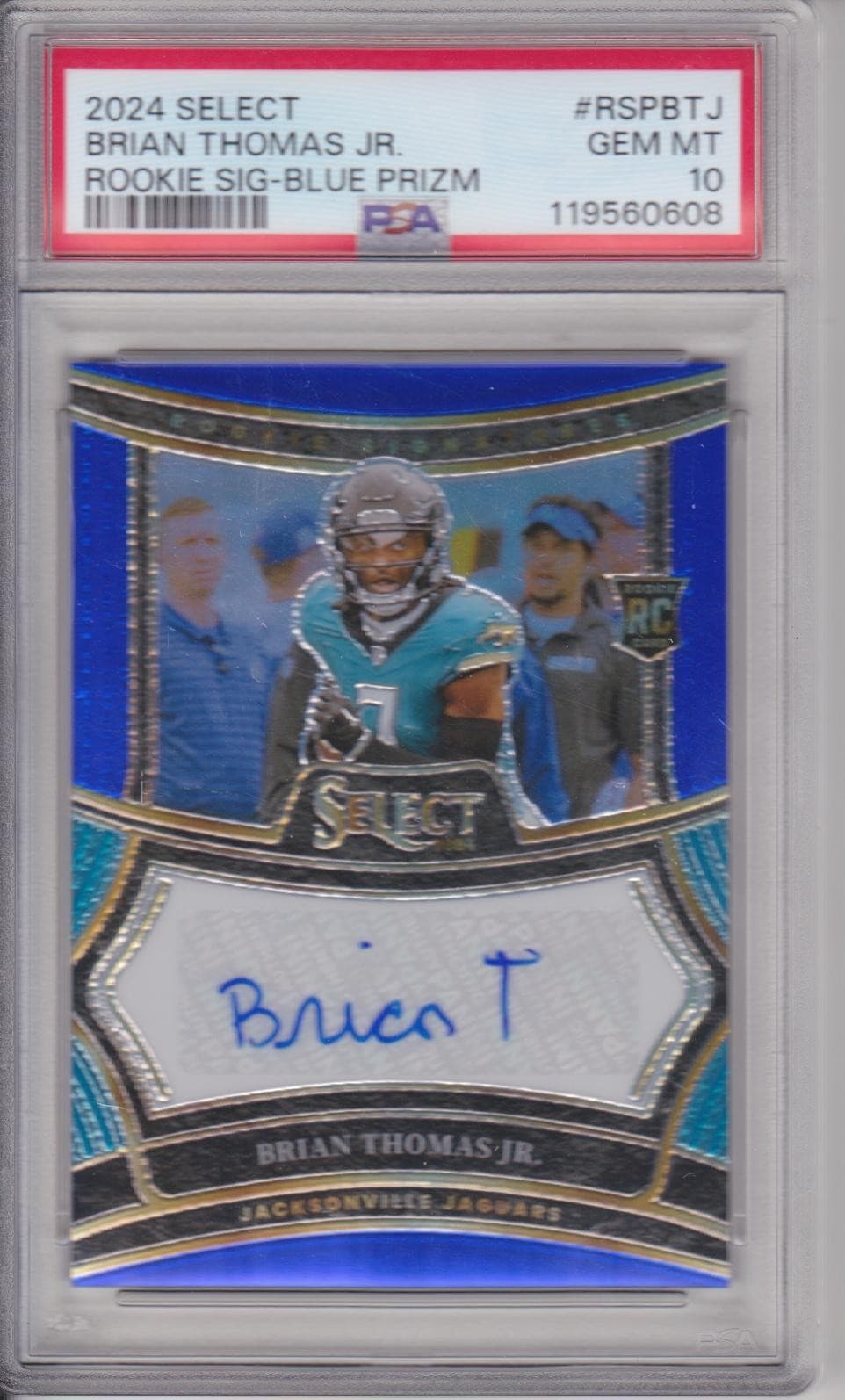 Brian Thomas Panini Select Rookie Signatures #RSPBTJ Blue Prizm