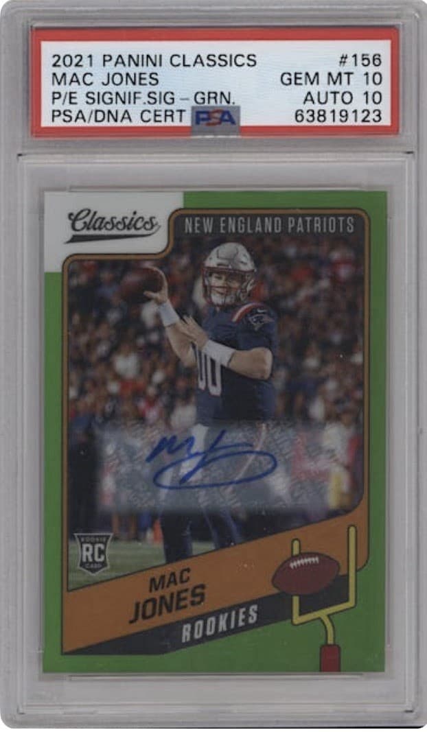 Mac Jones Panini Classics #156 Premium Edition Significant Signatures-Green