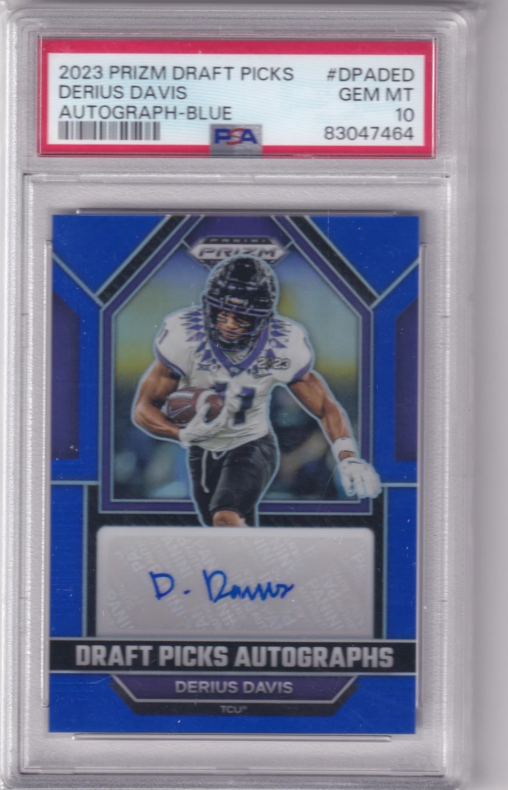 Derius Davis Panini Prizm Draft Picks Draft Picks Autographs #DPADED Autograph-Blue Ice