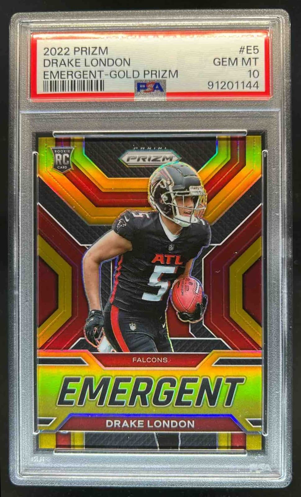 Drake London Panini Prizm Emergent #E5 Gold Prizm