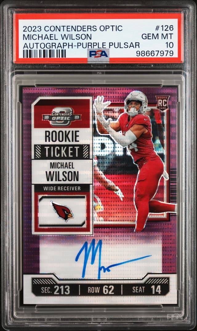 Michael Wilson Panini Contenders Optic #126 Autograph-Purple Pulsar