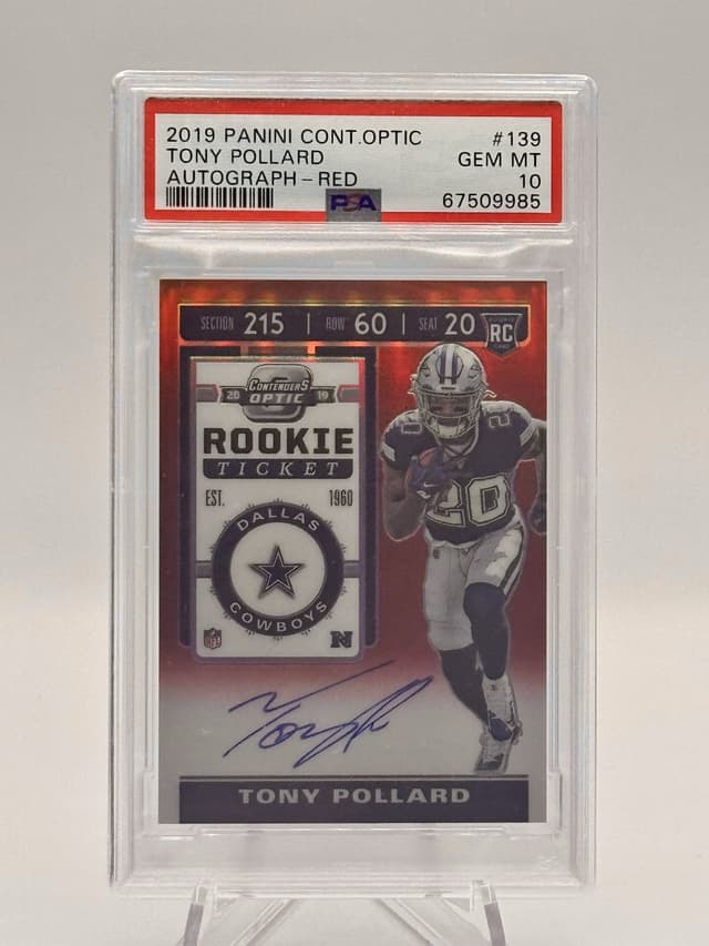 Tony Pollard Panini Contenders Optic #139 Autograph-Red