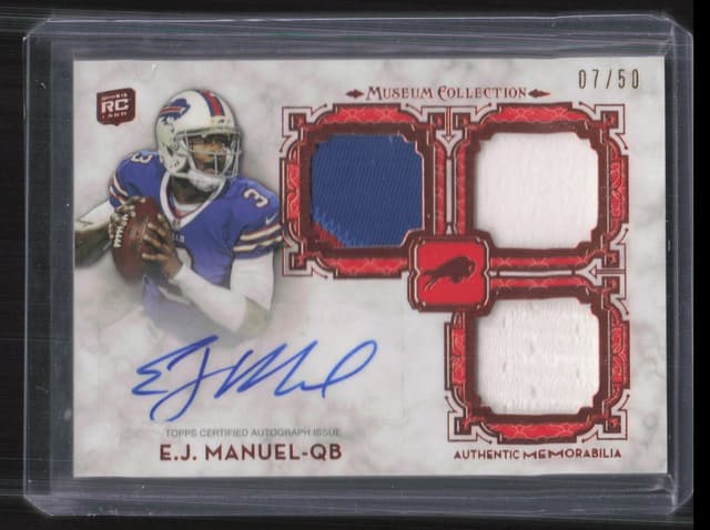 EJ Manuel Topps Museum Collection Signature Swatches Triple Relic Autograph #EJM Base