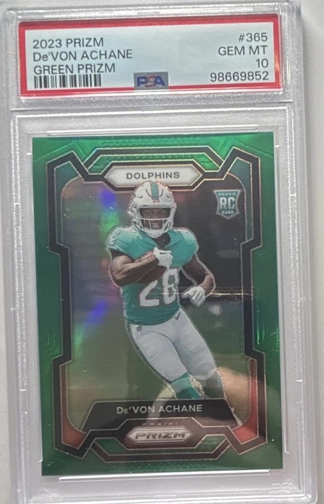 De'Von Achane Panini Prizm #365 Green Prizm
