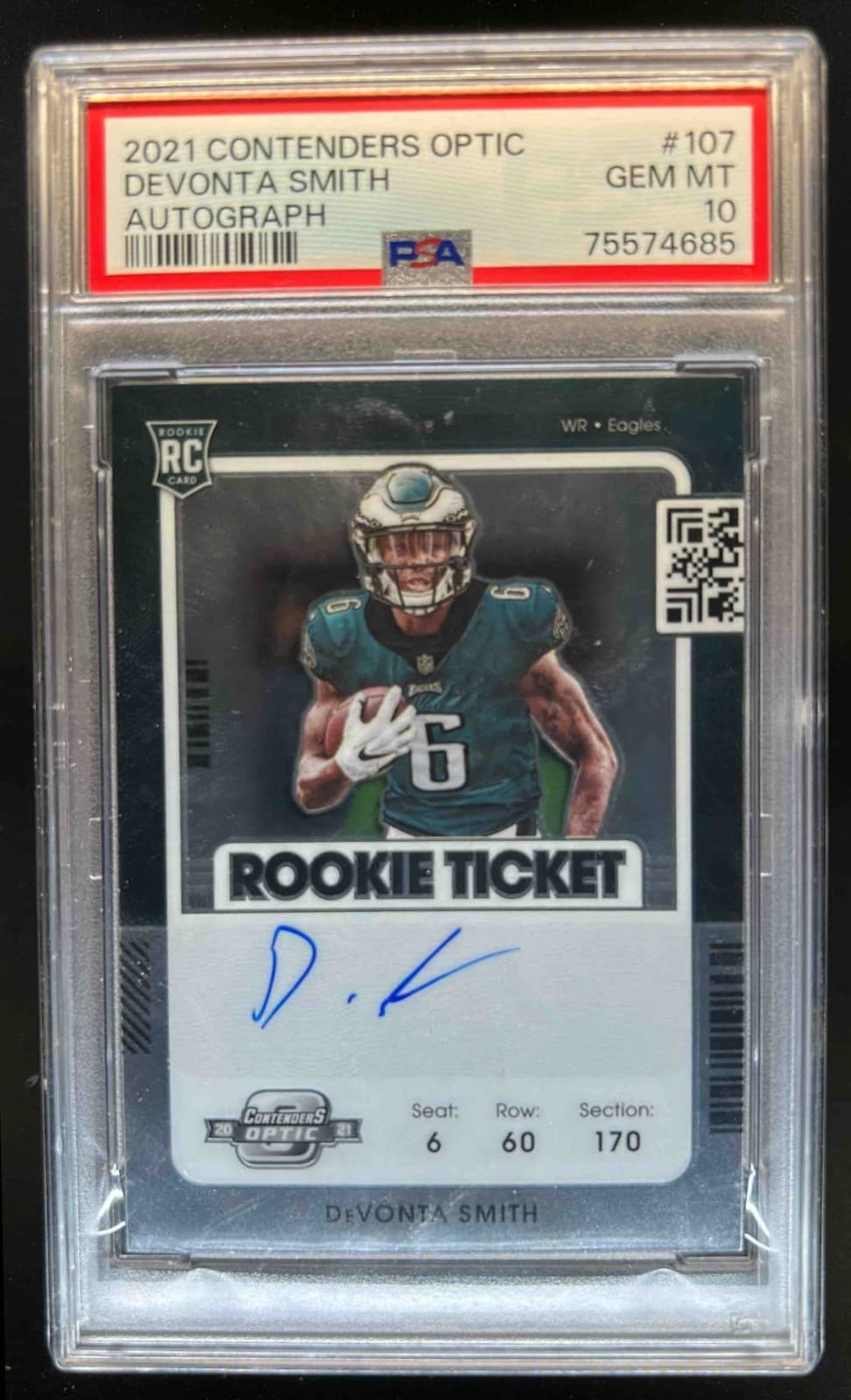 DeVonta Smith Panini Contenders Optic #107 Autograph