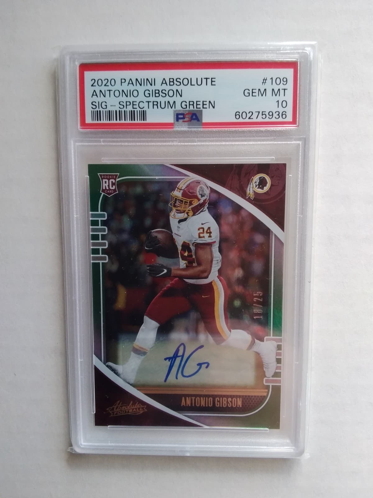 Antonio Gibson Panini Absolute #109 Signature-Spectrum Green