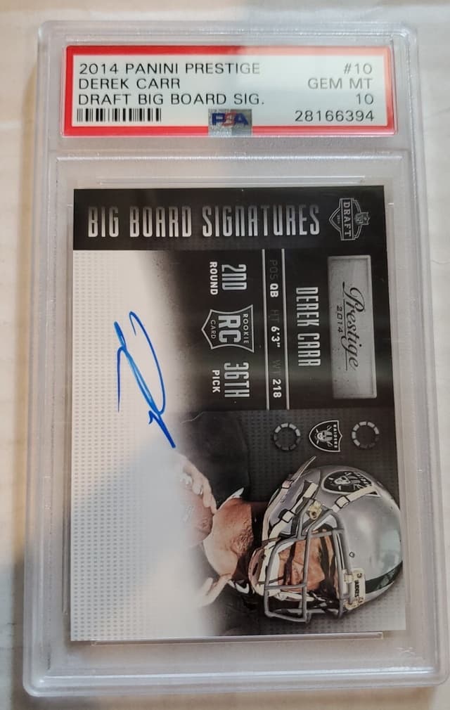 Derek Carr Panini Prestige Draft Big Board Signatures #10 Base