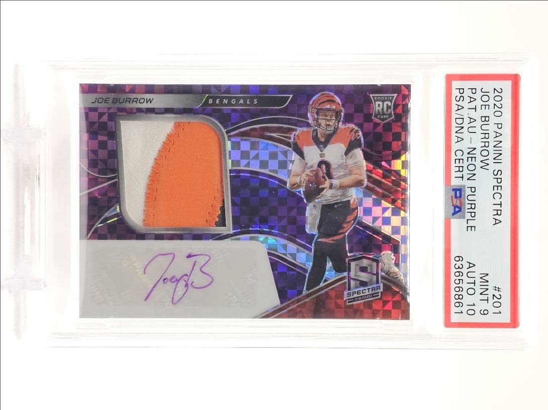 Joe Burrow Panini Spectra #201 Patch Autograph-Neon Purple