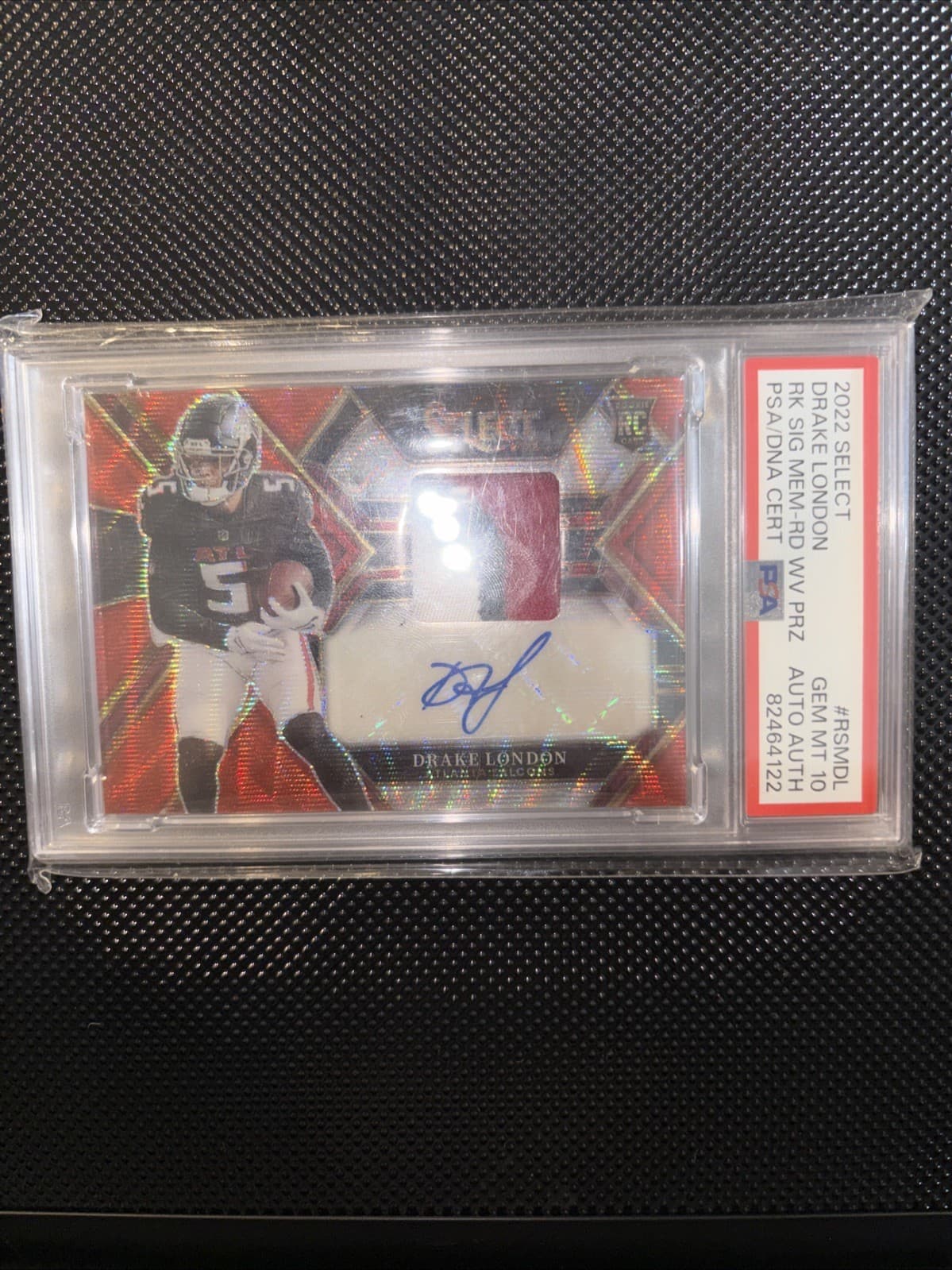 Drake London Panini Select Rookie Signature Memorabilia #RSMDL Red Wave Prizm