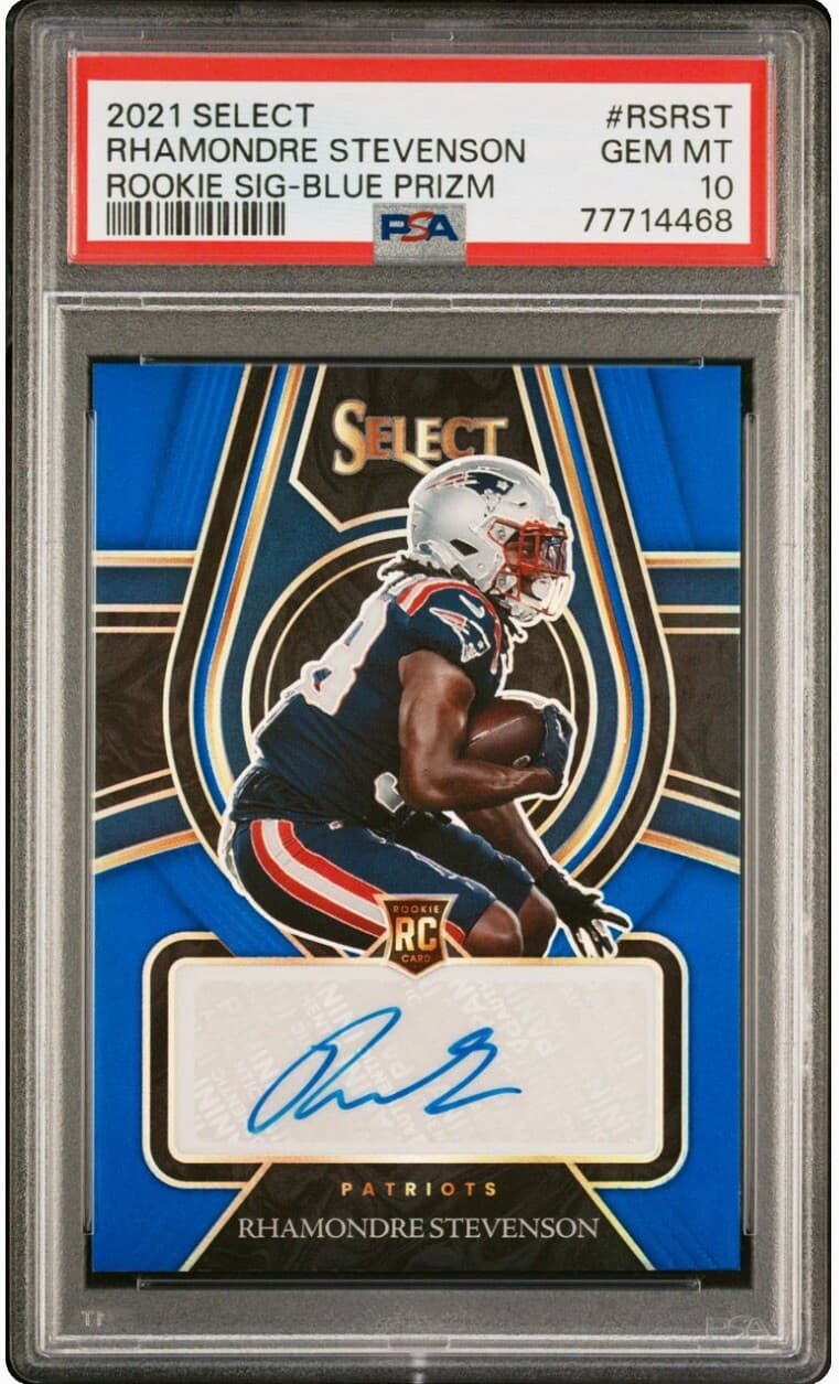 Rhamondre Stevenson Panini Select Rookie Signatures #RSRST Blue Prizm