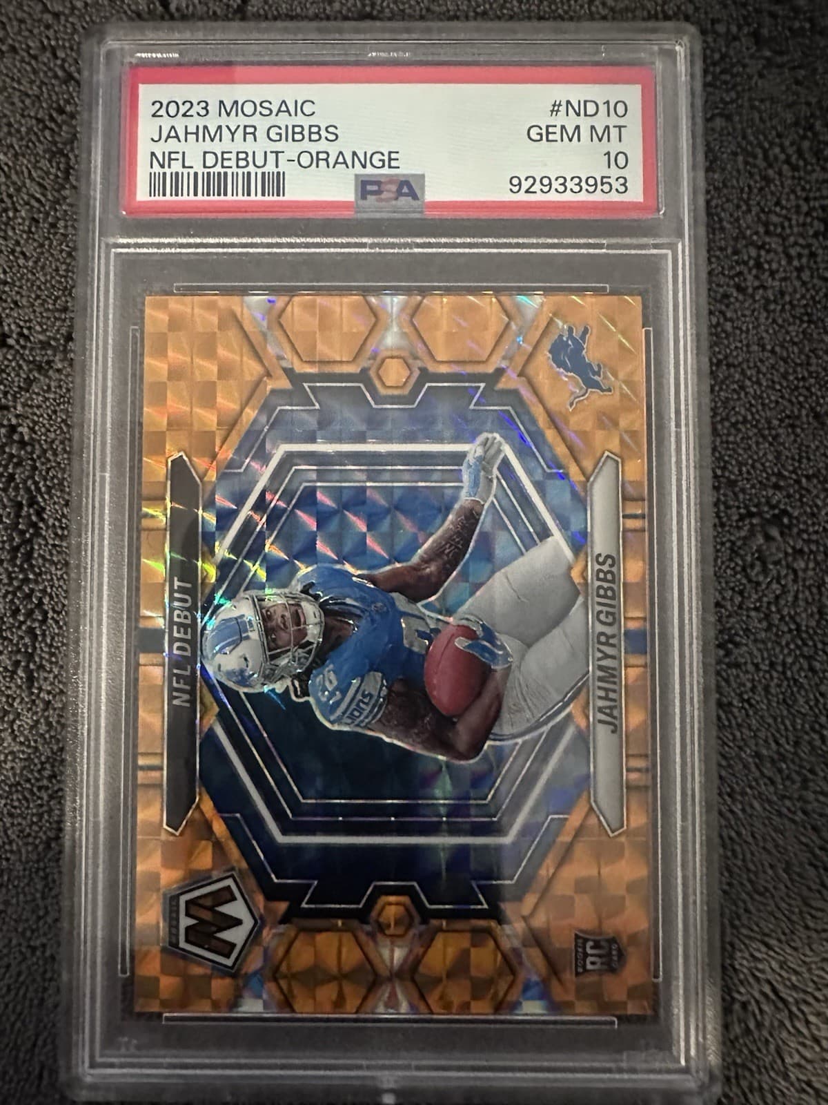 Jahmyr Gibbs Panini Mosaic NFL Debut #ND10 Orange