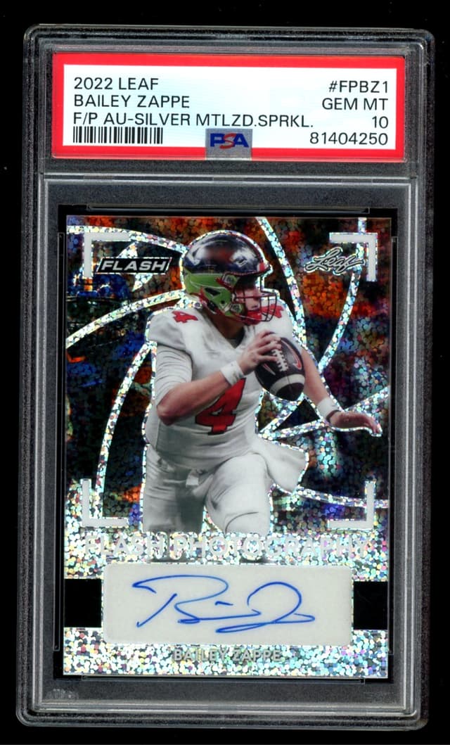 Bailey Zappe Leaf Flash Flash Photography Autographs #FPBZ1 Silver Metalized Sparkles