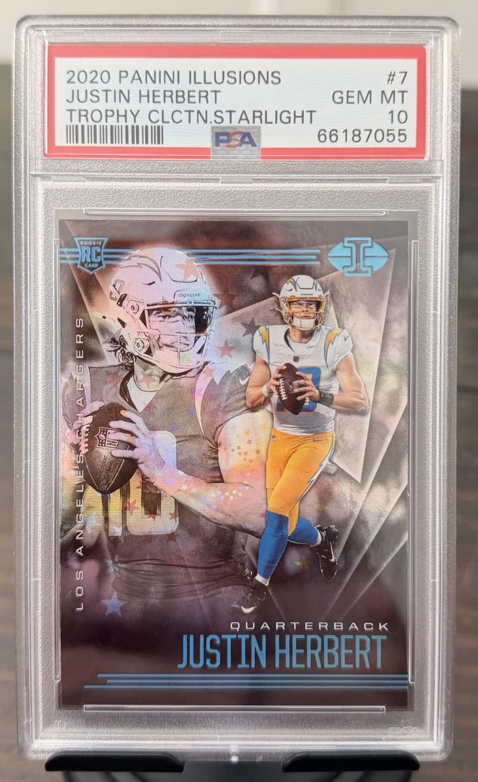 Justin Herbert Panini Illusions #7 Trophy Collection Starlight