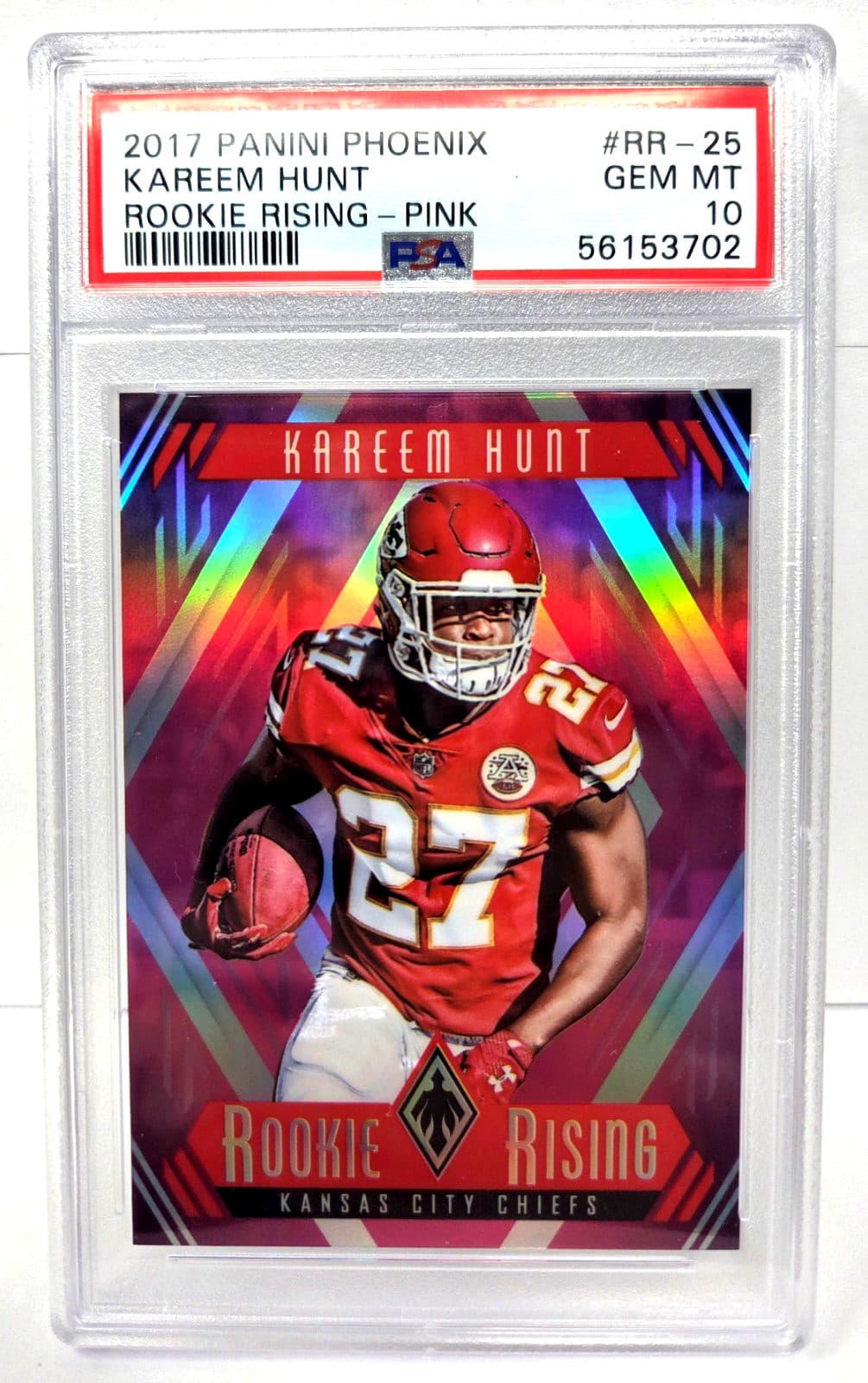 Kareem Hunt Panini Phoenix Rookie Rising #RR25 Pink