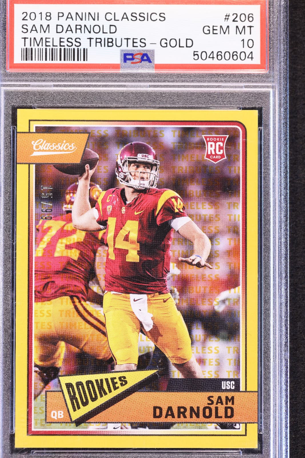 Sam Darnold Panini Classics #206 Timeless Tributes-Gold