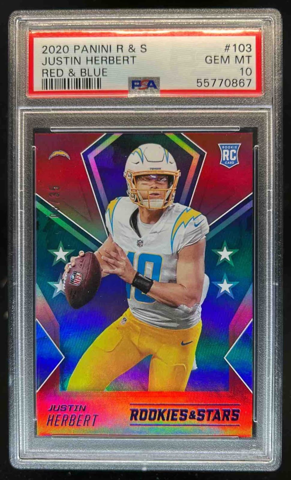 Justin Herbert Panini Rookies & Stars #103 Red & Blue