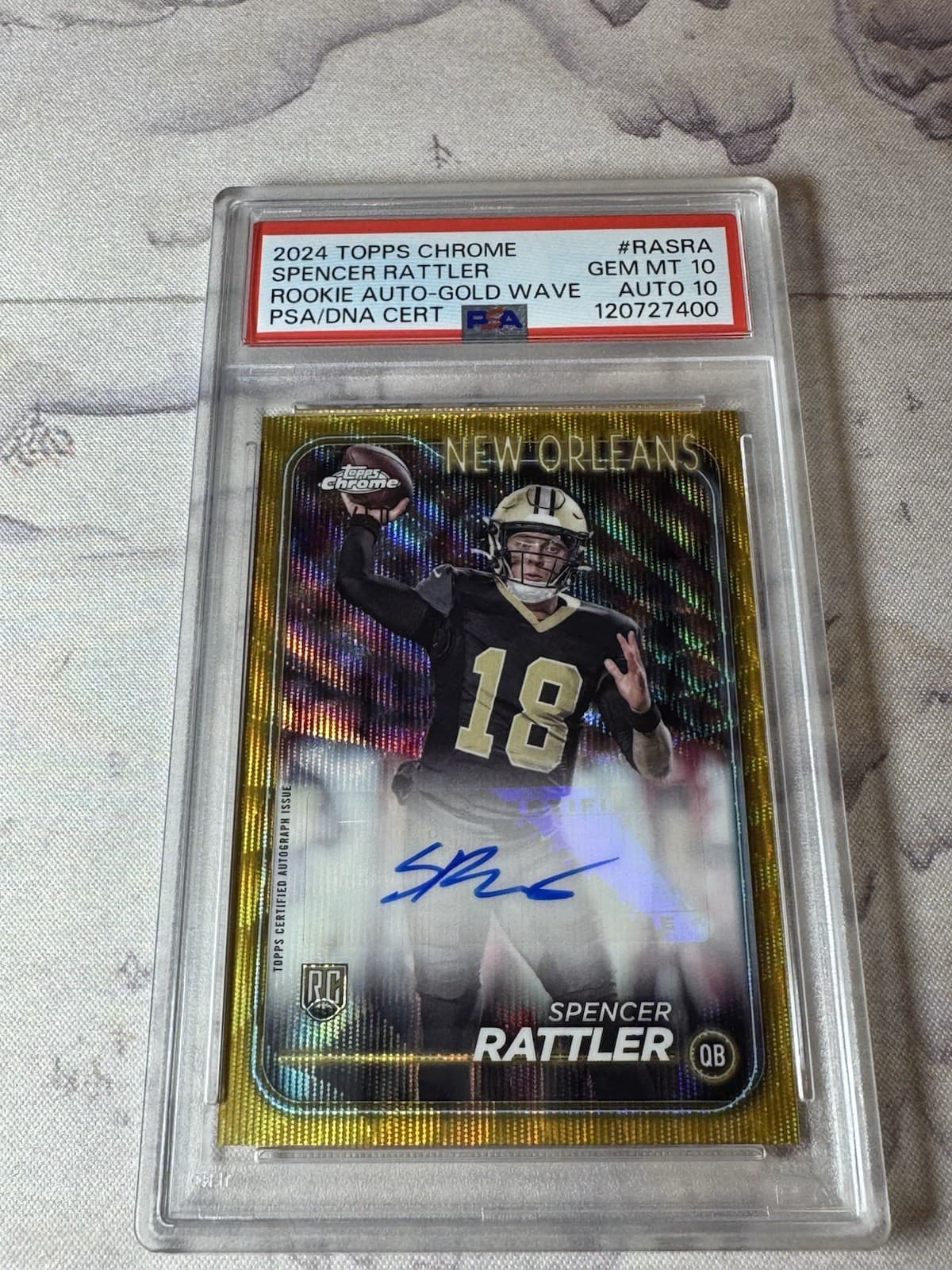 Spencer Rattler Topps Chrome Rookie Autographs Variations #RASRA Gold Wave