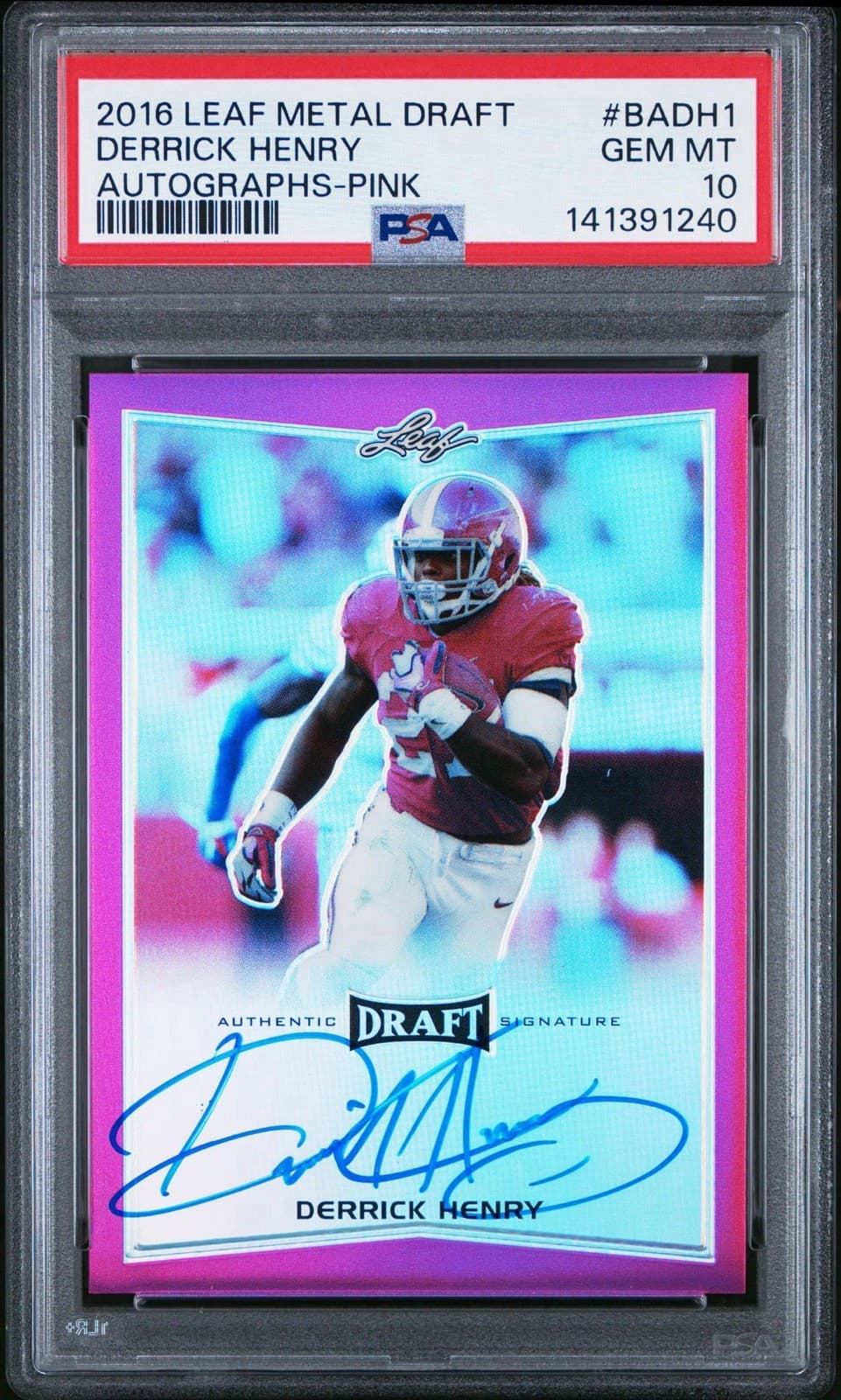 Derrick Henry Leaf Metal Draft Autographs #BADH1 Pink