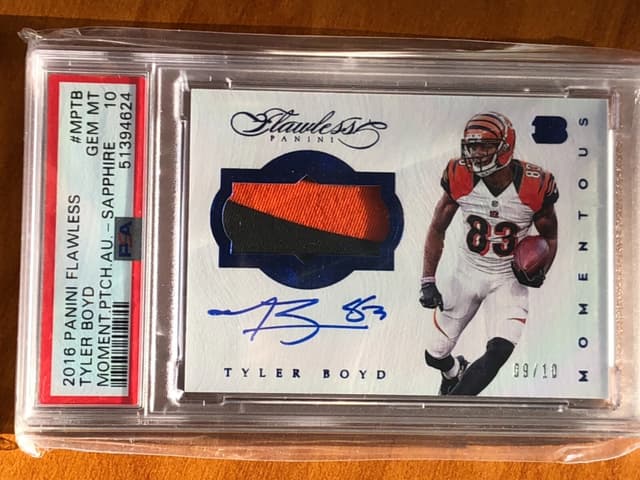 Tyler Boyd Panini Flawless Momentous Patch Autographs #MPTB Sapphire